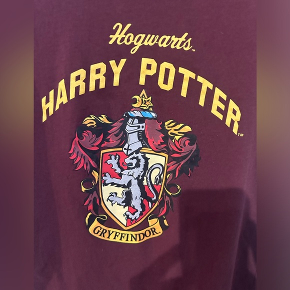 Harry Potter T-shirt Hogwarts Gryffindor relaxed fit crew  collar short sleeve - Picture 3 of 4
